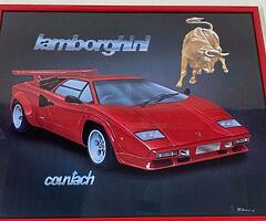 Set of Sportscar Framed Prints by D C Browne: Lamborghini - Porsche - Ferrari