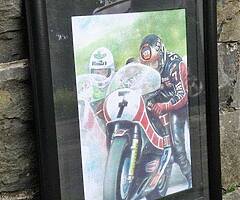 BARRY SHEENE - A3 FRAMED PRINT - Isle of Man TT British Super Bikes BSB Joey Dunlop WSB motoGP BSB