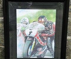 BARRY SHEENE - A3 FRAMED PRINT - Isle of Man TT British Super Bikes BSB Joey Dunlop WSB motoGP BSB