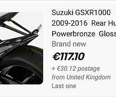 2009/2016 SUZUKI GSXR 1000 power bronze rear hugger - Image 3/6