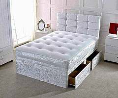 Crushed velvet Divan bed Available in all sizes (cash on delivery)