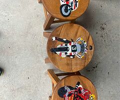 Motorbikes teak wooden stools
