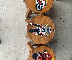 Motorbikes teak wooden stools