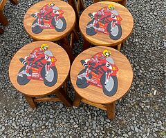 Teak wooden stools and horses