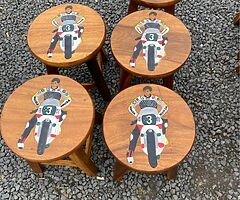 Teak wooden stools and horses
