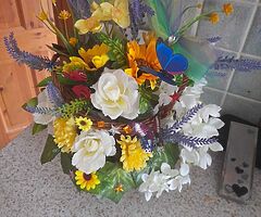 Bright and beautiful floweral tiered basket