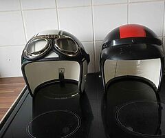 Two motorbike  helmet lamp shades only green and white one left