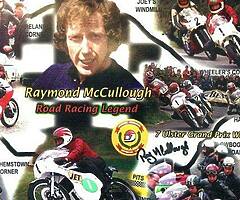 RAY McCULLOUGH SIGNED Collage Print / FRAMED PRINT - Isle of Man TT Ulster Grand Prix NW200 BSB WSB