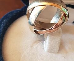 Triple trinity wedding band with rose yellow & white 9ct GOLD - Image 4/7