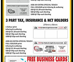 PRINTED TAX, INSURANCE & NCT HOLDERS WITH FREE BUSINESS CARDS