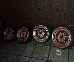 18 Bbs 5x112 to 5x100 fit  alloys with 4 good tyres