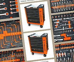 Black/orange widmann toolbox with tools