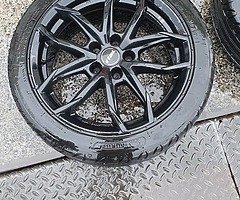 4 Black Rial Lucca Alloys 17" 5x108 (Ford,Volvo, etc) 2 alloys with good tyres