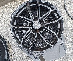 4 Black Rial Lucca Alloys 17" 5x108 (Ford,Volvo, etc) 2 alloys with good tyres