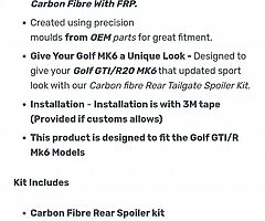 Volkswagen Golf GTi /R Carbon spoiler - Image 4/8