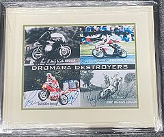 DROMARA DESTROYERS A3 LIMITED FRAMED SIGNED PRINT Isle of Man TT North West 200 Ulster Grand Prix