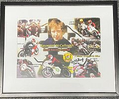 RAY McCULLOUGH Collage A3 LIMITED FRAMED PRINT - Isle of Man TT North West 200 Ulster Grand Prix TT