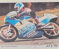 GARY COWAN - LIMITED FRAMED "SIGNED" PHOTO - Isle of Man TT North West 200 Ulster Grand Prix BSB
