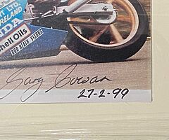 GARY COWAN - LIMITED FRAMED "SIGNED" PHOTO - Isle of Man TT North West 200 Ulster Grand Prix BSB