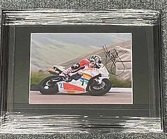 JOHN McGUINNESS LIMITED FRAMED "SIGNED" PHOTO - Isle of Man TT North West 200 Ulster Grand Prix BSB