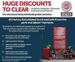 Sealey Ex demo/exhibition/damaged/refurbed products New stock Weekly