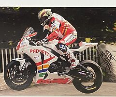 JOHN McGUINNESS LIMITED FRAMED "SIGNED" PHOTO - Isle of Man TT North West 200 Ulster Grand Prix BSB