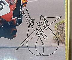 JOHN McGUINNESS LIMITED FRAMED "SIGNED" PHOTO - Isle of Man TT North West 200 Ulster Grand Prix BSB