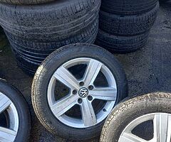 Vw 16s genuine alloy wheels with good tyres for sale - Image 3/6
