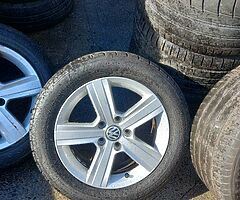 Vw 16s genuine alloy wheels with good tyres for sale - Image 4/6