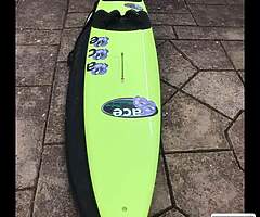 ACE 72l wave board and 2 matching sails