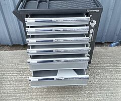 Brand new empty tool box on wheels