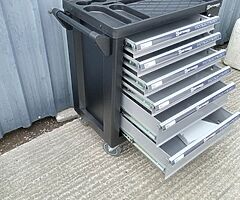 Brand new empty tool box on wheels