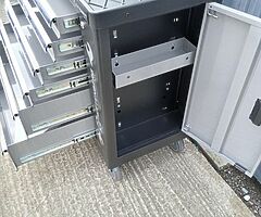 Brand new empty tool box on wheels