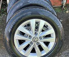 Genuine VW Transporter Alloy wheels and tyres 12000 Kms done. Like new