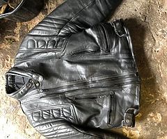 Motorbike leather trousers and jacket