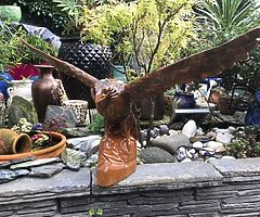 Vintage large hand carved wooden Eagle