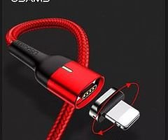 Magnetic Cable for iPhone xiaomi Huawei USAMS 3A Fast Charging Magnet USB Cable Micro USB Type C cab