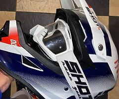 Shot motorbike helmet with goggles