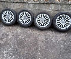 Audi vw 16inch genuine alloy wheels with good tyres for sale - Image 1/3