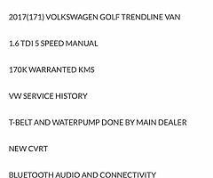 2017 Golf 1.6 Trendline Van from €48 P/W