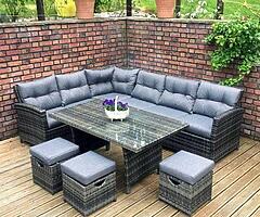 RATTAN GARDEN FURNITURE SET + DINING TABLE - Brand New - DELIVERY 