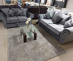 Brand new high quality italian plush grey velvet 3+2 suite of furniture