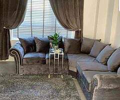 Brand new high quality italian plush grey velvet corner sofa