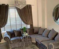 Brand new high quality italian plush grey velvet corner sofa