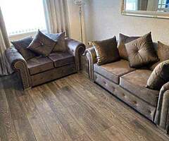 Brand new high quality italian plush grey velvet 3+2 suite of furniture