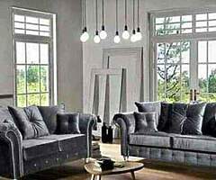 Brand new high quality italian plush grey velvet 3+2 suite of furniture - Image 3/4