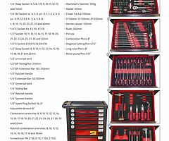 Jefferson proffesional tools , bench grinder , 6” vice , 7 drawer heavy dutychest with 147tools,matt