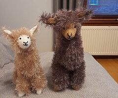 Hand knitted alpacas and highland cows