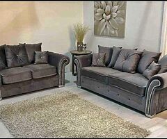 Brand new high quality Italian plush grey velvet 3+2