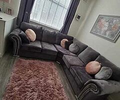 Brand new high quality Italian plush grey velvet corner sofa